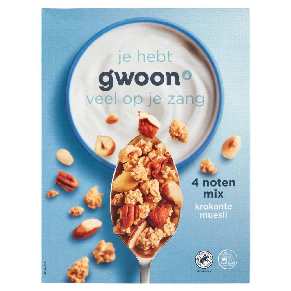 g'woon krokante muesli 4 noten g'woon